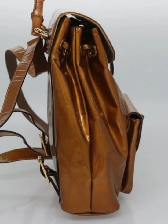GUCCI Bamboo Backpack Patent leather Bronze Gold main image 13